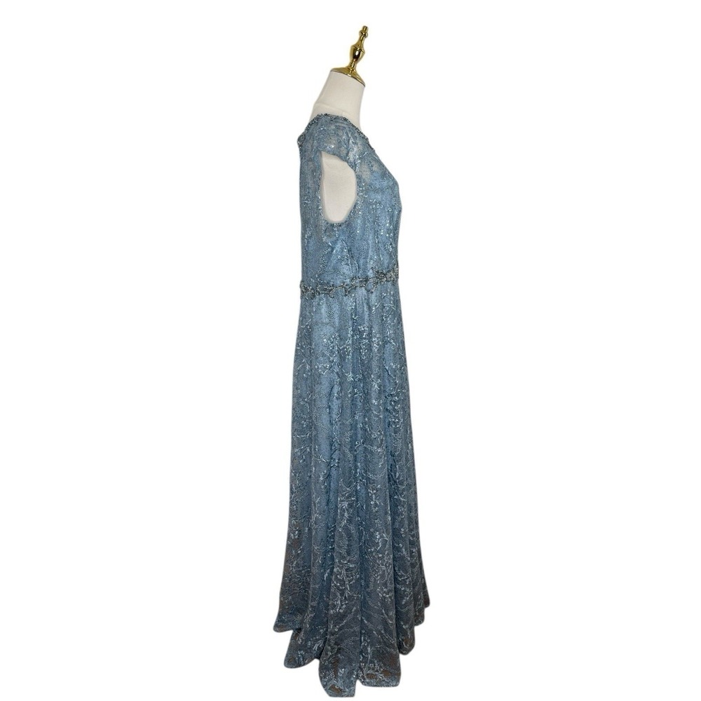 MAC DUGGAL 79430 Slate Blue Lace Embellished Cap Sleeve A-Line Size 14 $798 - Picture 5 of 8